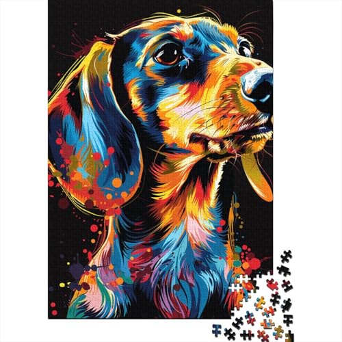 Puzzle für Erwachsene, 1000 Teile, Dackel, Hundekunst, Holzpuzzle für Erwachsene, Lernspiel, Herausforderungsspielzeug, 1000 Teile (38 x 26 cm) von TBDUEPS