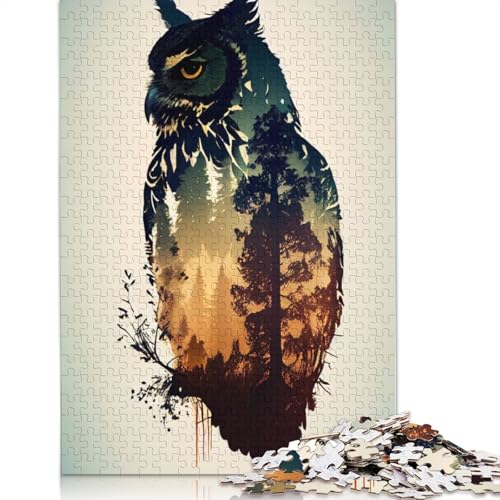 Puzzle für Erwachsene, 1000 Teile, Eulen-Silhouette-Puzzle für Erwachsene, anspruchsvolles Spiel, 1000 Teile (38 x 26 cm) von TBDUEPS