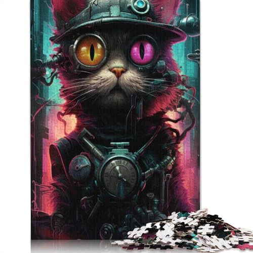 Puzzle für Erwachsene, 1000 Teile, Neon-Roboter-Katze, Holzpuzzle für Erwachsene, Lernspiel, Herausforderungsspielzeug, 1000 Teile (75 x 50 cm) von TBDUEPS