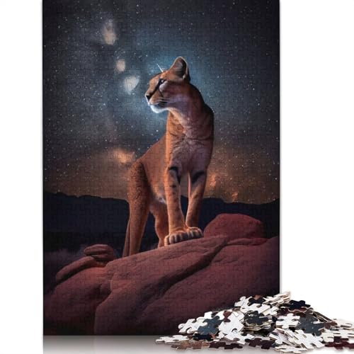Puzzle für Erwachsene, 1000 Teile, Puma unter den Sternen, Lernspielzeug, Spiele, Familiendekoration, 1000 Teile (75 x 50 cm) von TBDUEPS