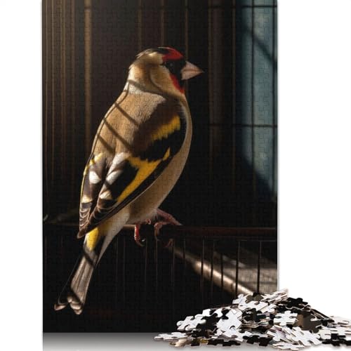 Puzzle für Erwachsene, 1000 Teile, Stieglitz-Vogel im Käfig, Lernspielzeug, Spiele, Familiendekoration, 1000 Teile (38 x 26 cm) von TBDUEPS