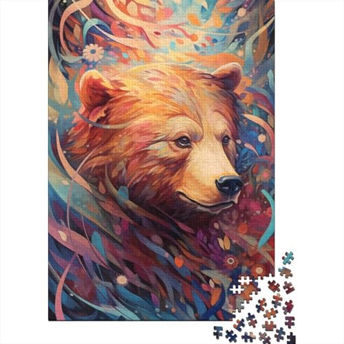 Puzzle für Erwachsene, 1000 Teile, Tier-Braunbär, Bunte Holzpuzzles für Erwachsene, nachhaltige Puzzlespiele, 1000 Stück (38 x 26 cm) von TBDUEPS