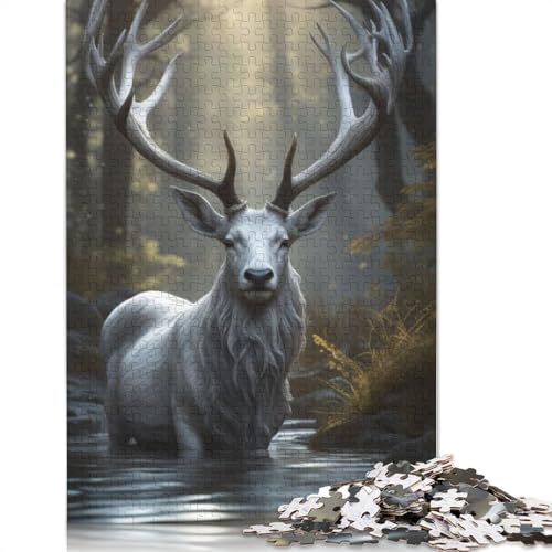 Puzzle für Erwachsene, 1000 Teile, Tierkunst, Elch, Holzpuzzle für Erwachsene, Lernspiel, Herausforderungsspielzeug, 1000 Teile (75 x 50 cm) von TBDUEPS