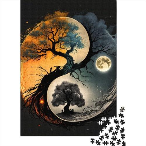 Puzzle für Erwachsene, 1000 Teile, Yin-Yang-Kunst, Holzpuzzle für Erwachsene, Lernspiel, Herausforderungsspielzeug, 1000 Teile (38 x 26 cm) von TBDUEPS