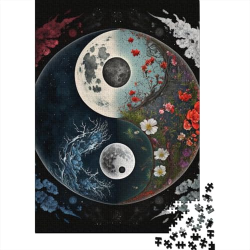 Puzzle für Erwachsene, 1000 Teile, Yin-Yang-Kunst, Holzpuzzle für Erwachsene und Jugendliche, Heimdekoration, Puzzlespielzeug, 1000 Teile (38 x 26 cm) von TBDUEPS