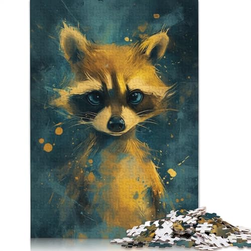 Puzzle für Erwachsene, 1000 Teile, süßer Kleiner gelber Waschbär, Holzpuzzle für Erwachsene und Jugendliche, Heimdekoration, Puzzlespielzeug, 1000 Teile (75 x 50 cm) von TBDUEPS