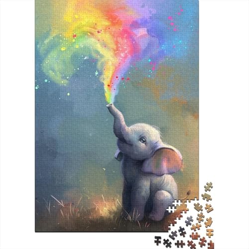 Puzzle für Erwachsene, 1000 Teile, süßes Elefantenbaby, Holzpuzzle für Erwachsene, Lernspiel, Herausforderungsspielzeug, 1000 Teile (38 x 26 cm) von TBDUEPS