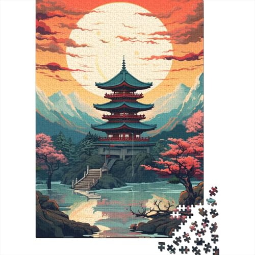 Puzzle für Erwachsene, 1000 japanische Tempel, Puzzle, Puzzles für Erwachsene, Lernspiel, Herausforderungsspielzeug, 1000 Teile (38 x 26 cm) von TBDUEPS
