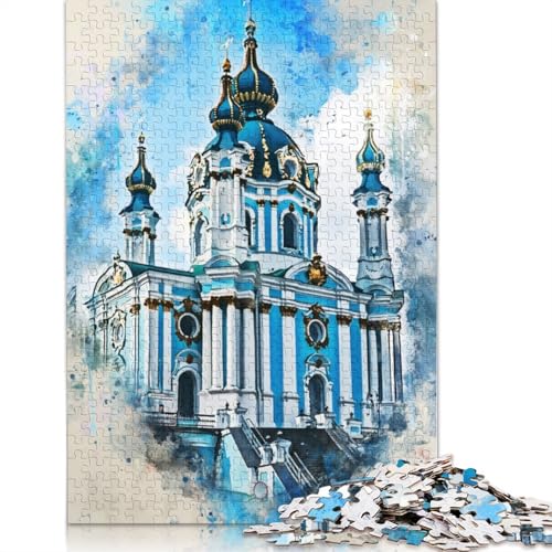 Puzzle für Erwachsene, Aquarell-Kiew, Puzzle für Erwachsene, Lernspiel, Herausforderungsspielzeug, 1000 Teile (75 x 50 cm) von TBDUEPS