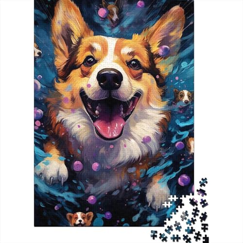 Puzzle für Erwachsene, Bunte Corgi-Tiere, Puzzles für Erwachsene, Lernspiel, Herausforderungsspielzeug, 1000 Teile (38 x 26 cm) von TBDUEPS
