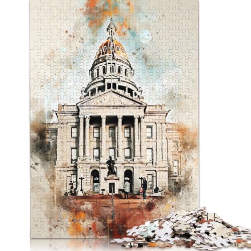 Puzzle für Erwachsene, Denver USA, Aquarell-Puzzles für Erwachsene, Lernspiel, Herausforderungsspielzeug, 1000 Teile (75 x 50 cm) von TBDUEPS