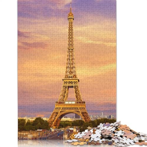 Puzzle für Erwachsene, Eiffelturm-Sonnenuntergang, Puzzle für Erwachsene, Lernspiel, Herausforderungsspielzeug, 1500 Teile (85 x 57 cm) von TBDUEPS