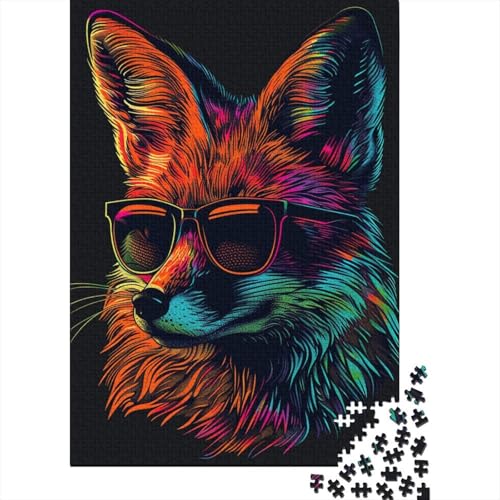 Puzzle für Erwachsene, Fuchs mit Sonnenbrille, Puzzles für Erwachsene, Lernspiel, Herausforderungsspielzeug, 1000 Teile (38 x 26 cm) von TBDUEPS