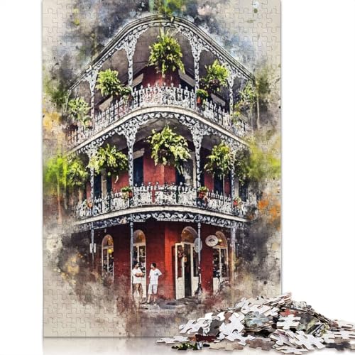 Puzzle für Erwachsene, New Orleans in Aquarell, Puzzle für Erwachsene, Lernspiel, Herausforderungsspielzeug, 1500 Teile (85 x 57 cm) von TBDUEPS