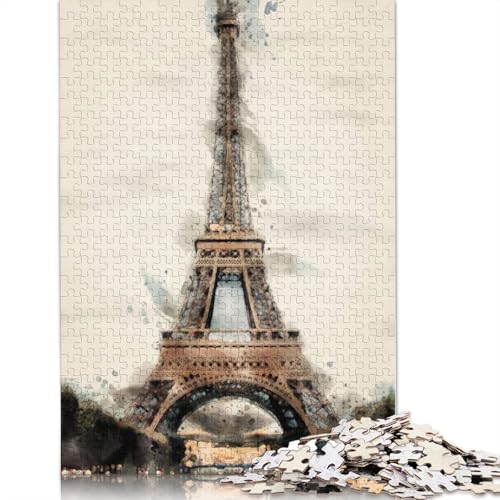Puzzle für Erwachsene, Ölgemälde, Eiffelturm-Puzzles, Holzpuzzles, Puzzles für Erwachsene, Lernspiel, Herausforderungsspielzeug, 1000 Teile (75 x 50 cm) von TBDUEPS