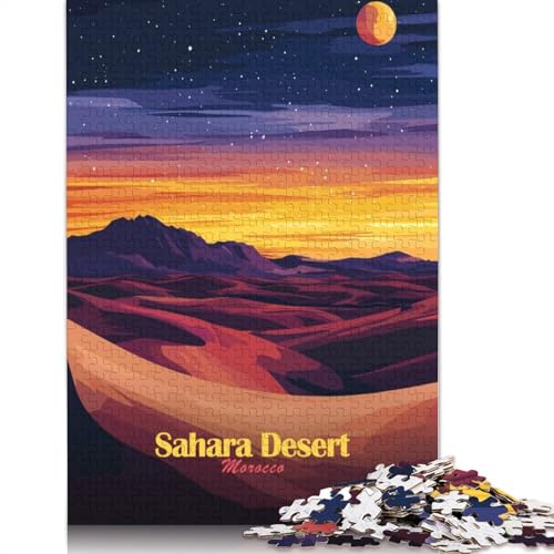 Puzzle für Erwachsene, Sahara-Wüste, Sonnenuntergang, Holzpuzzle, Puzzles für Erwachsene, Lernspiel, Herausforderungsspielzeug, 1500 Teile (85 x 57 cm) von TBDUEPS