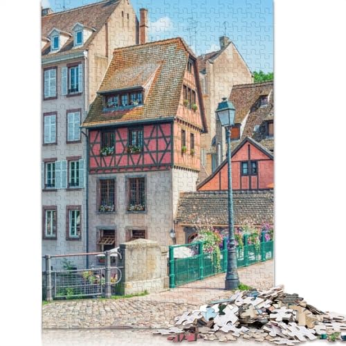 Puzzle für Erwachsene, Straßburg, Architektur-Poster-Puzzles, Holzpuzzles, Puzzles für Erwachsene, Lernspiel, Herausforderungsspielzeug, 1000 Teile (75 x 50 cm) von TBDUEPS