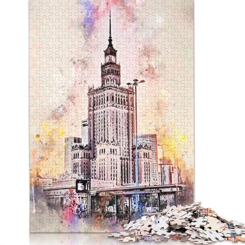 Puzzle für Erwachsene, Warschau in Aquarell, Holzpuzzle, Puzzles für Erwachsene, Lernspiel, Herausforderungsspielzeug, 520 Teile (52 x 38 cm) von TBDUEPS