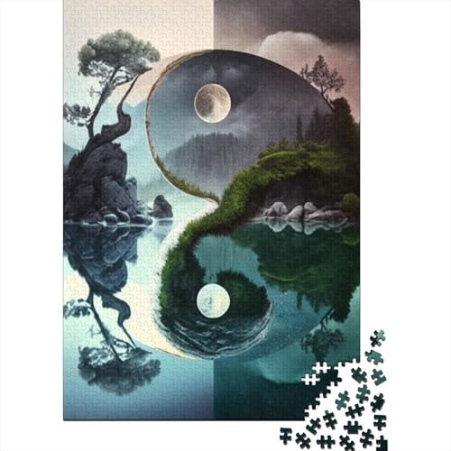 Puzzle für Erwachsene, Yin-Yang-Kunst, Puzzles für Erwachsene, Lernspiel, Herausforderungsspielzeug, 1000 Teile (38 x 26 cm) von TBDUEPS