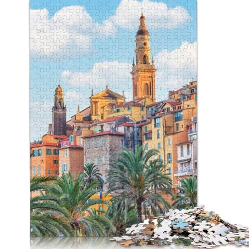 Puzzle für Erwachsene und Jugendliche, „Die Farben von Menton“, Poster, Holzpuzzle für Erwachsene, Teenager-Geschenk, 1000 Teile (75 x 50 cm) von TBDUEPS