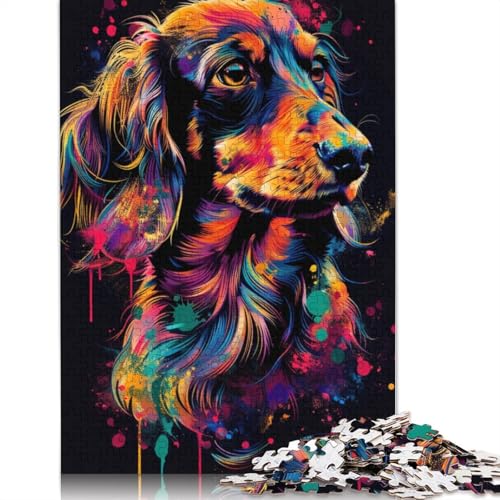 Puzzle für Erwachsene und Jugendliche, Dackel-Kunstpuzzle für Erwachsene und Teenager, Familienspiel, 1000 Teile (75 x 50 cm) von TBDUEPS