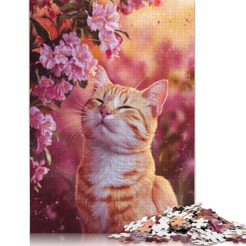 Puzzle mit 1000 Teilen, Motiv: Katze, Tier, Blume, für Erwachsene, Spielzeug, Denkspiel, Lernspiel für Erwachsene, Stressabbau, Heimdekoration, 1000 Teile (75 x 50 cm) von TBDUEPS