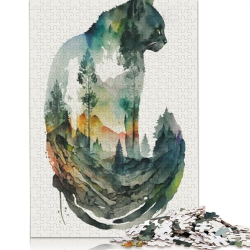 Puzzle mit 1000 Teilen, Motiv: Katze und Natur, abstrakt, für Erwachsene, Spielzeug, Denkspiel, Lernspiel für Erwachsene, Stressabbau, Heimdekoration, 1000 Teile (38 x 26 cm) von TBDUEPS