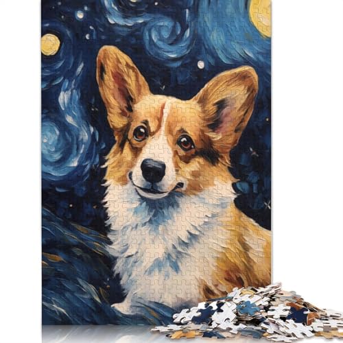 Puzzle mit 1000 Teilen, walisischer Corgi, Van Gogh, für Erwachsene, Spielzeug, Denkspiel, Lernspiel für Erwachsene, Stressabbau, Heimdekoration, 1000 Teile (38 x 26 cm) von TBDUEPS