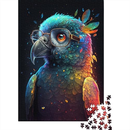 Puzzle mit Papagei und Brille, anpassbare Bilder, 100% recycelter Karton, Puzzle für Erwachsene und Teenager, einzigartiges Geschenk, 300 Teile (40 x 28 cm) von TBDUEPS