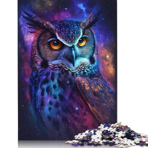 Puzzle mit Tier-Eule und Galaxie, Denksportaufgabe, 100% recycelter Karton, für Kinder und Erwachsene ab 12 Jahren, 1000 Teile (75 x 50 cm) von TBDUEPS