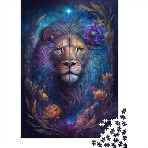 Puzzle mit Weltraumlöwen-Blumenmotiv, 100% recycelter Karton, 100% recycelter Karton, Puzzle für Jungen oder Mädchen, 300 Teile (40 x 28 cm) von TBDUEPS
