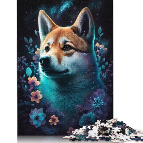 Puzzle mit Weltraumtier Shiba Inu, 100% recycelter Karton, 100% recycelter Karton, Puzzle für Jungen oder Mädchen, 1000 Teile (75 x 50 cm) von TBDUEPS