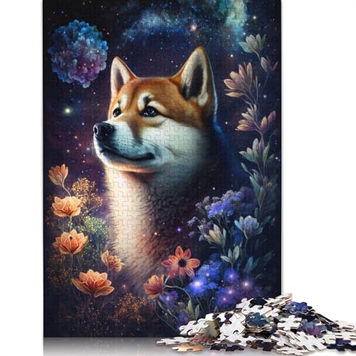 Puzzle mit Weltraumtier Shiba Inu, rechteckig, aus Pappe, 100% recyceltem Karton, Erwachsene, 1000 Teile (75 x 50 cm) von TBDUEPS