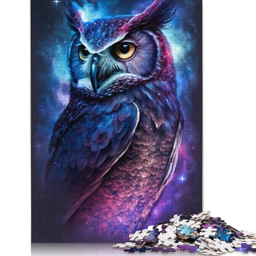 Puzzlespaß mit Tier-Eule und Galaxie, Premium-Karton, für Jungen oder Mädchen, 1000 Teile (75 x 50 cm) von TBDUEPS