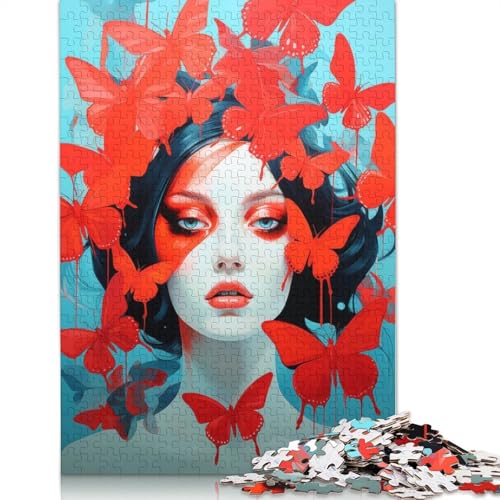 Red Butterflies Puzzles 1000 Teile Schwer Puzzle Spielzeug Lernspiel Impossible Herausforderung Spielzeug Für Erwachsene Und Kinder Ab 14 Jahren 1000pcs (75x50cm) von TBDUEPS