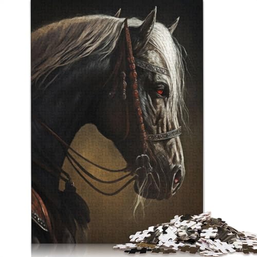 Red Eyed Horse Portrait Puzzles 1000 Teile Schwer Puzzle Spielzeug Lernspiel Impossible Herausforderung Spielzeug Für Erwachsene Und Kinder Ab 12 Jahren 1000pcs (75x50cm) von TBDUEPS