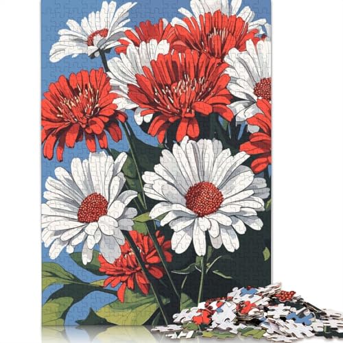 Red and White Flowers Puzzles 1000 Teile Schwer Puzzle Spielzeug Pädagogisches Spiel Impossible Herausforderungsspielzeug Für Erwachsene Kinder 1000pcs (75x50cm) von TBDUEPS