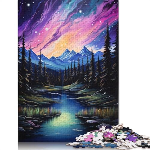 Rocky Mountain Aurora Puzzle 1000-teilige Schwer Puzzle Spielzeug Pädagogisches Spiel Impossible Herausforderung Spielzeug Für Erwachsene Kinder 1000pcs (75x50cm) von TBDUEPS