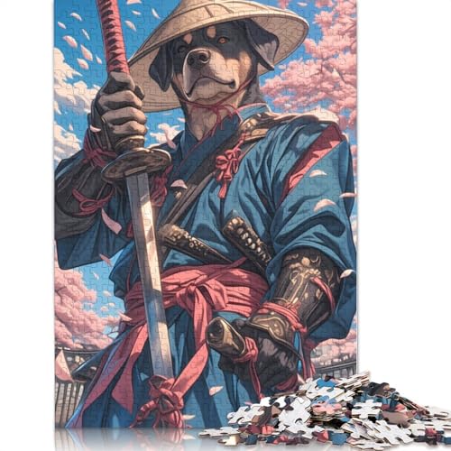 Rottweiler Samurai Blossom Puzzles 1000 Teile Schwer Puzzle Spielzeug Lernspiel Impossible Herausforderung Spielzeug Für Erwachsene Und Kinder in Bewährter 1000pcs (75x50cm) von TBDUEPS
