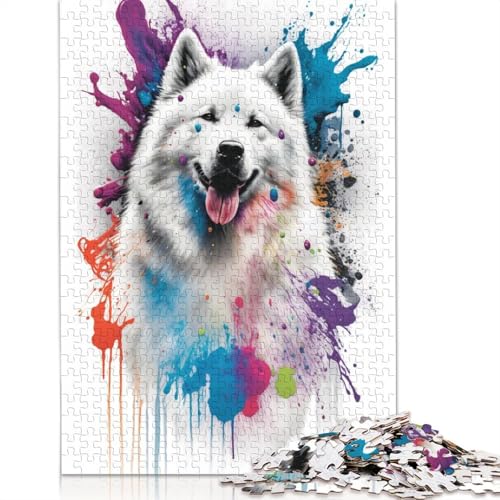 Samoyed Buntes Puzzle, 100% recyceltes Kartonpapier, rechteckiges Puzzle für Erwachsene und Kinder, 1000 Teile (75 x 50 cm) von TBDUEPS