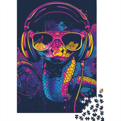 Schlange mit Sonnenbrille, Holzpuzzle, 1000 Teile, Puzzle für Erwachsene, Lernspiel, Herausforderungsspielzeug, 1000 Teile (38 x 26 cm) von TBDUEPS
