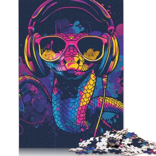 Schlange mit Sonnenbrille, Puzzle für Erwachsene, 1000 Teile, Puzzle für Erwachsene und Teenager ab 12 Jahren, 1000 Teile (75 x 50 cm) von TBDUEPS