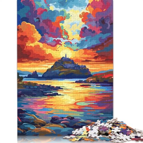 Schloss bei Sonnenuntergang, Puzzle, Denksportaufgabe, rechteckiges Papierpuzzle für Erwachsene und Teenager, 1000 Teile (75 x 50 cm) von TBDUEPS