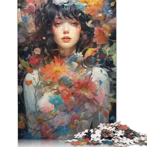 Schöne Frau mit Blumen, Puzzle für Erwachsene, 1000 Teile, Holzpuzzle für Erwachsene, Puzzles für Jugendliche ab 12 Jahren, (75 x 50 cm) von TBDUEPS