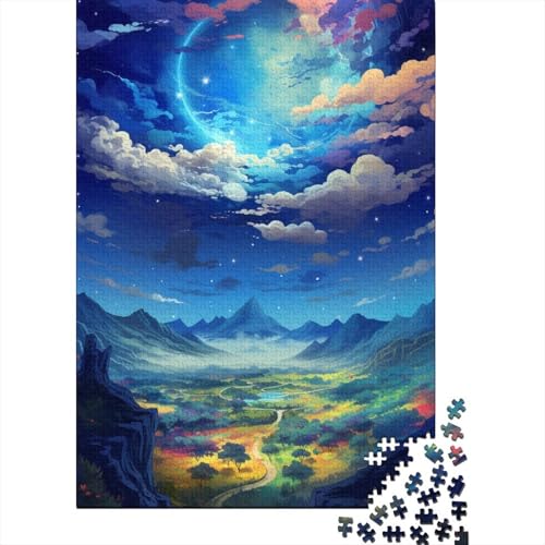 Schwarzer Himmel mit Regenbogenwolken, Holzpuzzle, 1000 Teile, Puzzle für Erwachsene, Lernspiel, Herausforderungsspielzeug, 1000 Teile (38 x 26 cm) von TBDUEPS