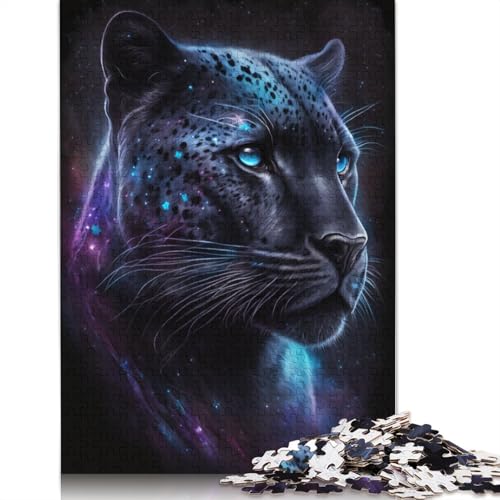 Schwarzes Leoparden-Puzzle, 100% recyceltes Kartonpapier, rechteckiges Puzzle für Erwachsene und Kinder, 1000 Teile (75 x 50 cm) von TBDUEPS