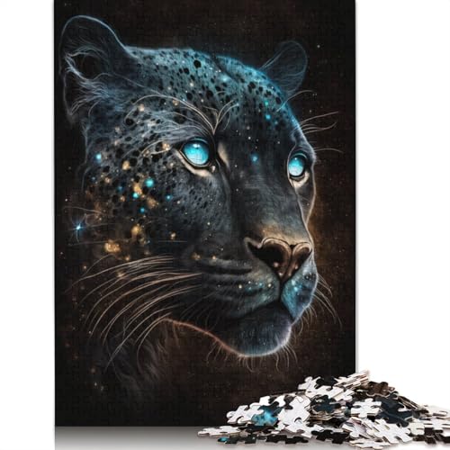 Schwarzes Leoparden-Puzzle, Relax-Challenge-Spielzeug, rechteckiges Papierpuzzle für Jungen oder Mädchen, 1000 Teile (75 x 50 cm) von TBDUEPS