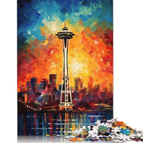 Seattle Space Needle Puzzle 1000 Teile für Teenager Geschenke Holzpuzzle für Erwachsene und Teenager ab 12 Jahren 1000 Stück (75x50cm) von TBDUEPS