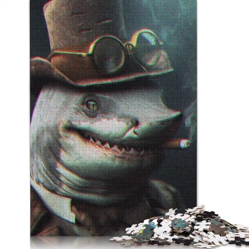 Shark Smoke Puzzle 1000-teilige Schwer Puzzle Spielzeug Pädagogisches Spiel Impossible Herausforderungsspielzeug Für Erwachsene Kinder 1000pcs (75x50cm) von TBDUEPS