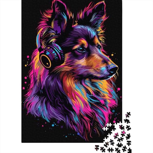 Shetland Sheepdog 1000-teiliges Puzzle für Teenager, Geschenke, Holzpuzzle, Puzzle für Erwachsene, Lernspiele für Zuhause, DIY-Spielzeug, 1000 Teile (38 x 26 cm) von TBDUEPS